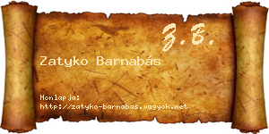 Zatyko Barnabás névjegykártya